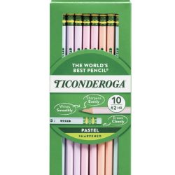 Ticonderoga® Pastel Pencils, #2 Soft, Assorted Colors, Pack of 10 Pencils